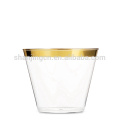 2018 ano amazon venda quente 9 oz ouro aros de plástico transparente copos copos de plástico copos de casamento descartáveis ​​extravagantes